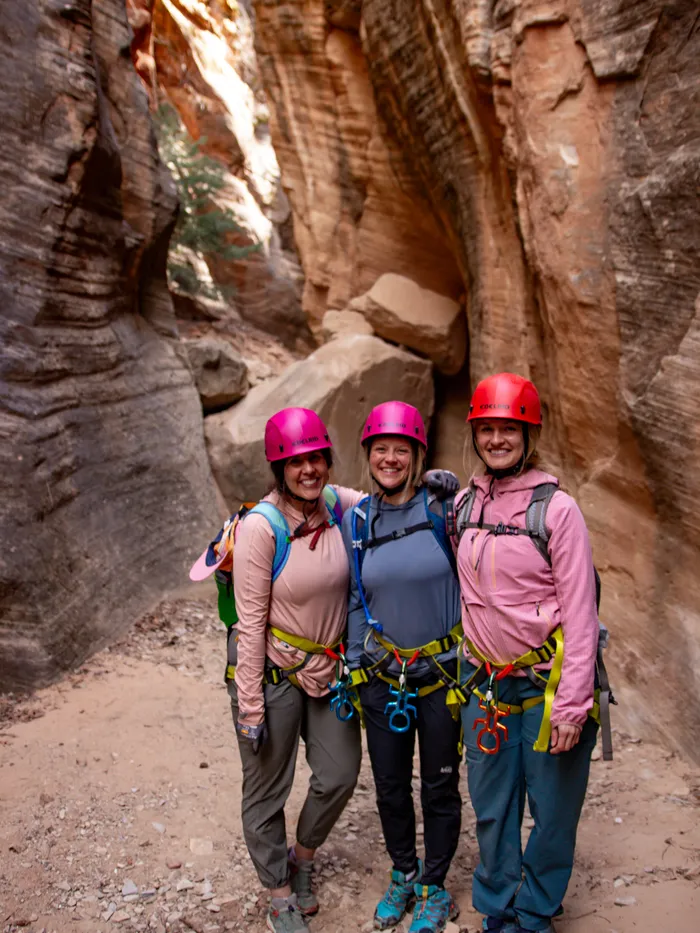 Group of canyoneers in a slot canyon