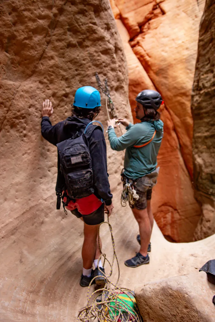 Canyoneering guides in Utah slot canyons