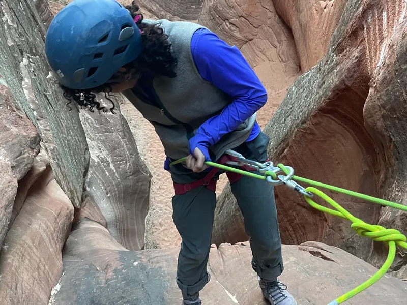 Slot canyon rappel near Zion