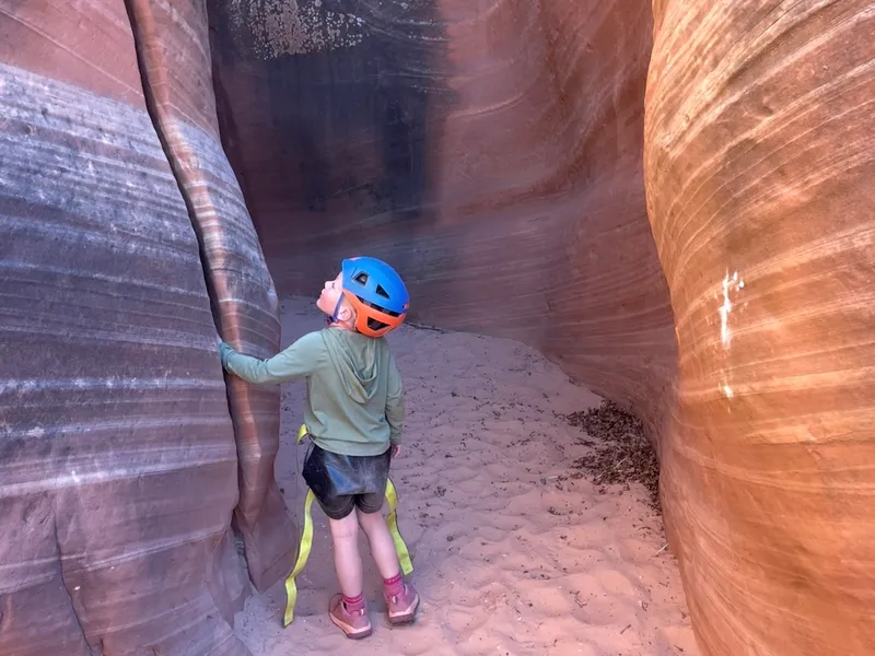 Rappelling in Utah canyon